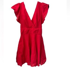 Lulus Sweeten Me Up Red Flutter Sleeve Mini Dress With Pockets US Med